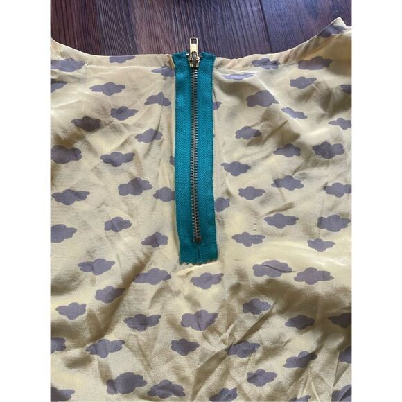 MaEve for Anthropologie Linosa Yellow with Gray Cloud 100% Silk Blouse s… - Picture 6 of 10